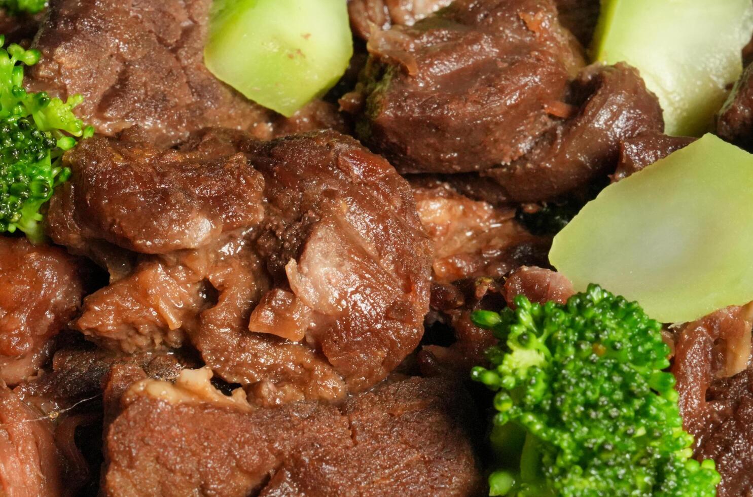 a close up of a plate of meat and broccoli photo