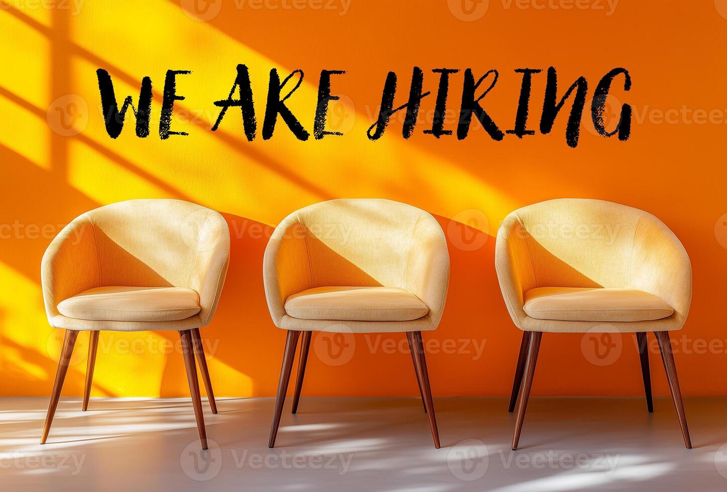 We are hiring message with chairs. Conceptual we are hiring symbol. photo