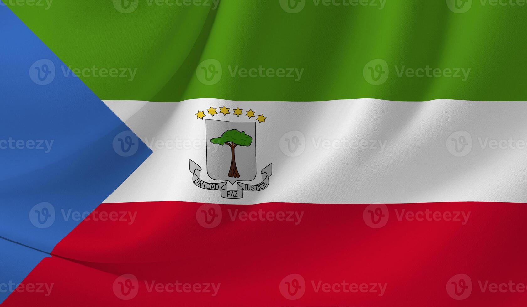 Illustration of Equatorial GUINEA flag with wavy effect photo