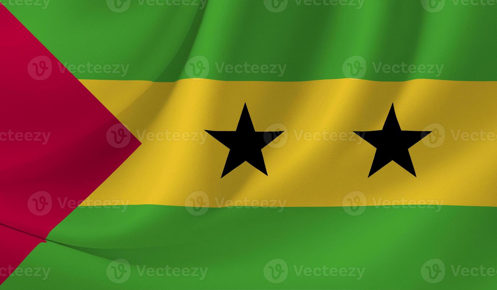 Illustration of the SAO TOME flag with a wavy effect photo