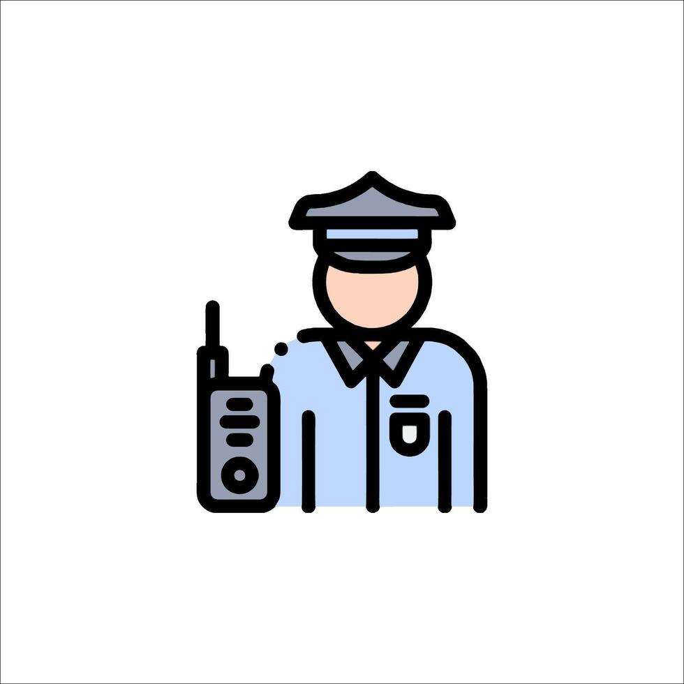 Police officer with radio icon vector