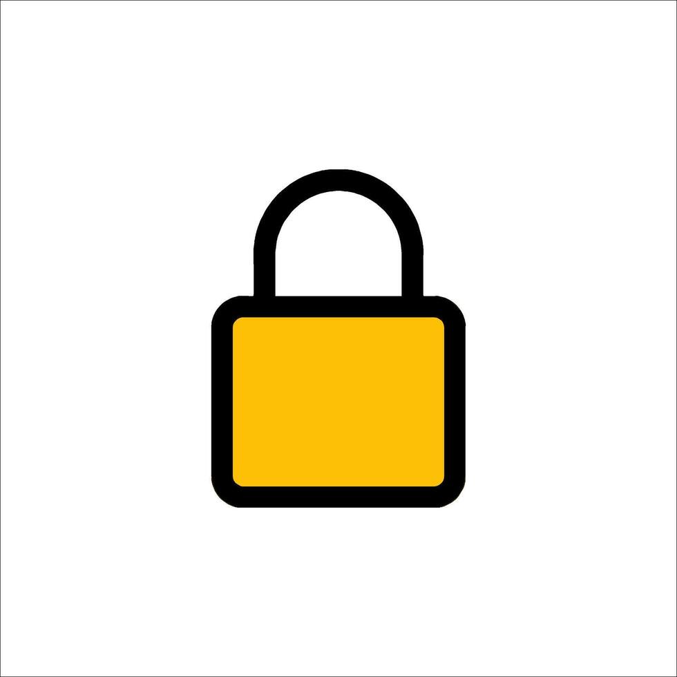 A yellow lock icon on a white background vector
