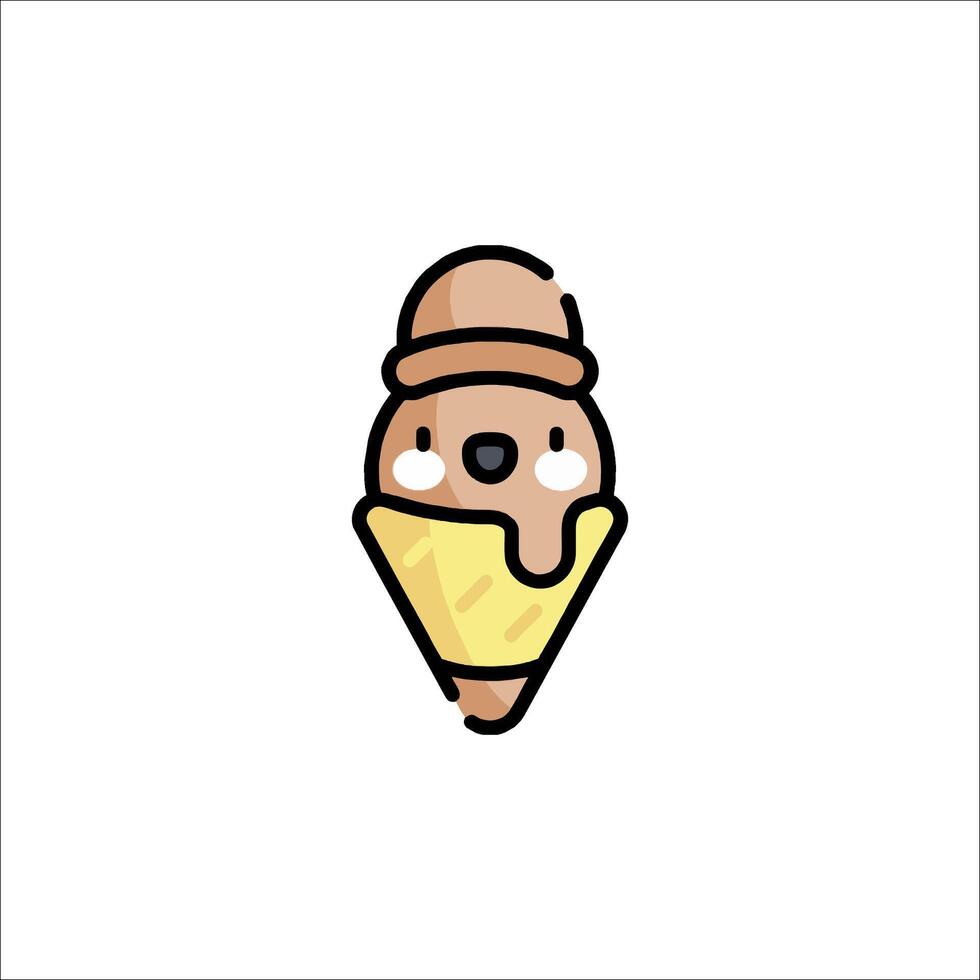 A cartoon ice cream cone with a bear in it vector