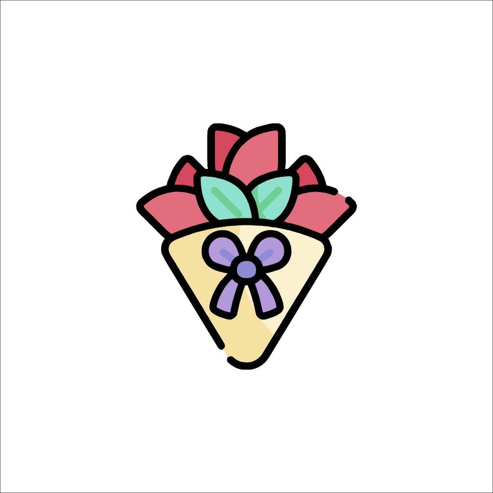 A colorful flower bouquet with a bow on top vector