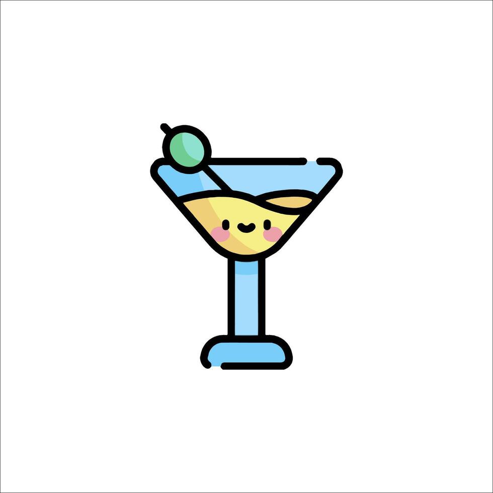 A cartoon martini with a smiley face vector
