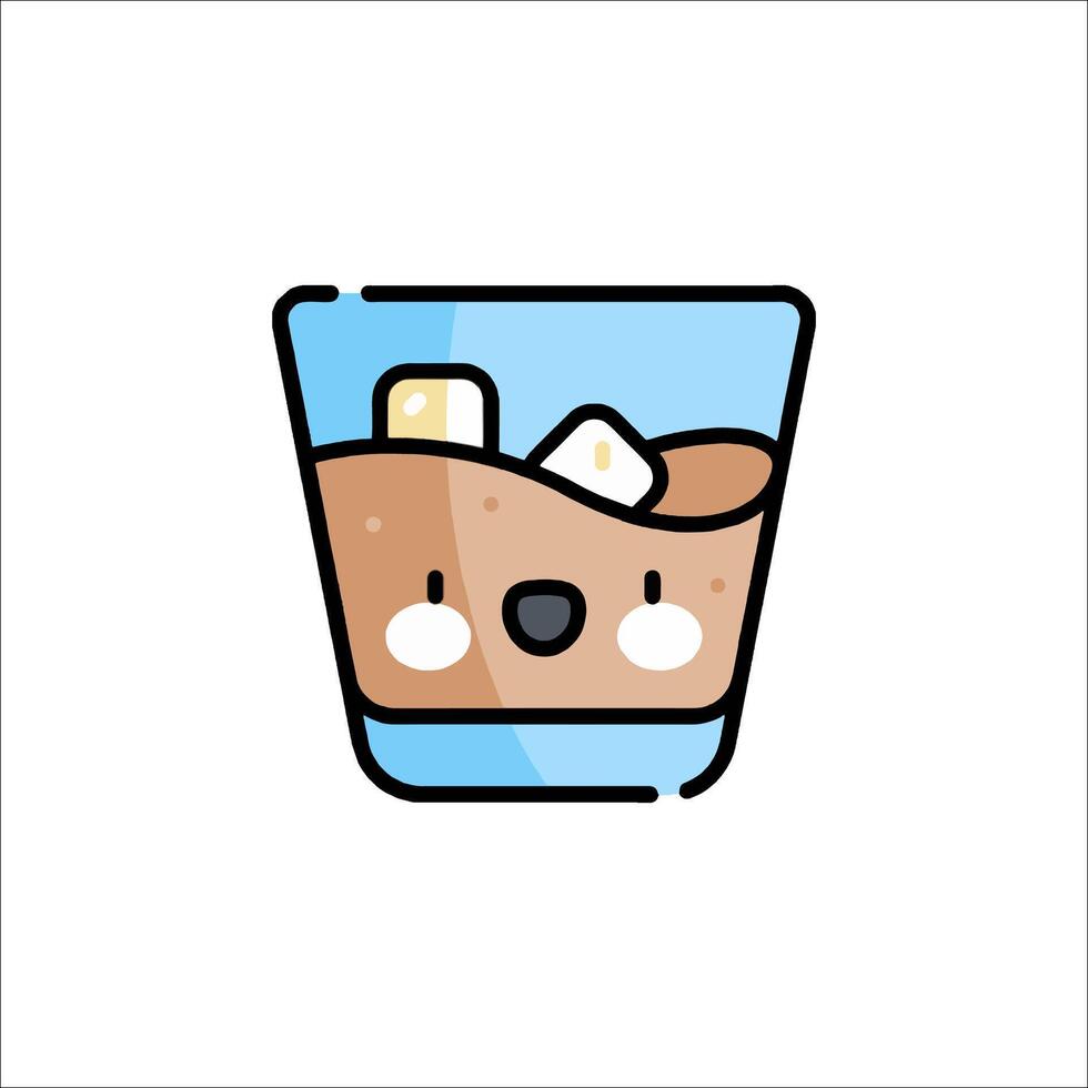 A cartoon drink with ice cubes in it vector