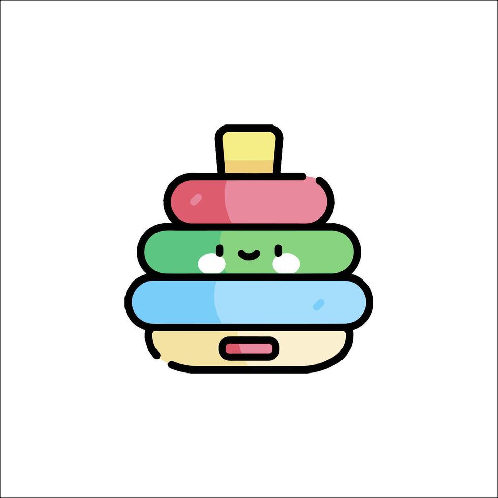A colorful stack of toys with a face on it vector