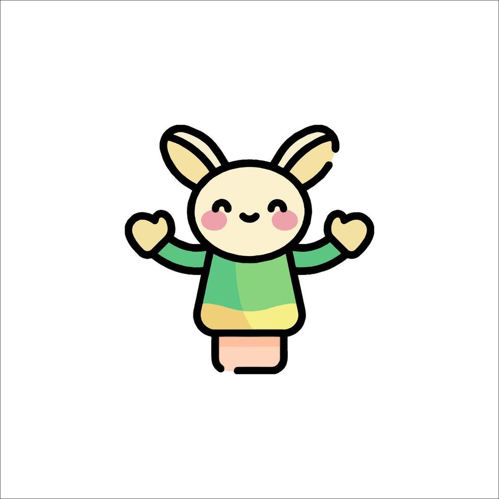 A cute bunny in a green sweater with a heart vector