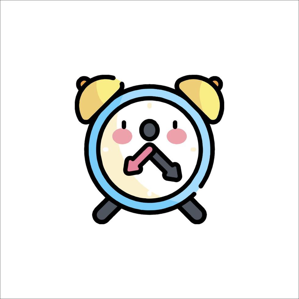 An alarm clock icon with a face and a bell vector