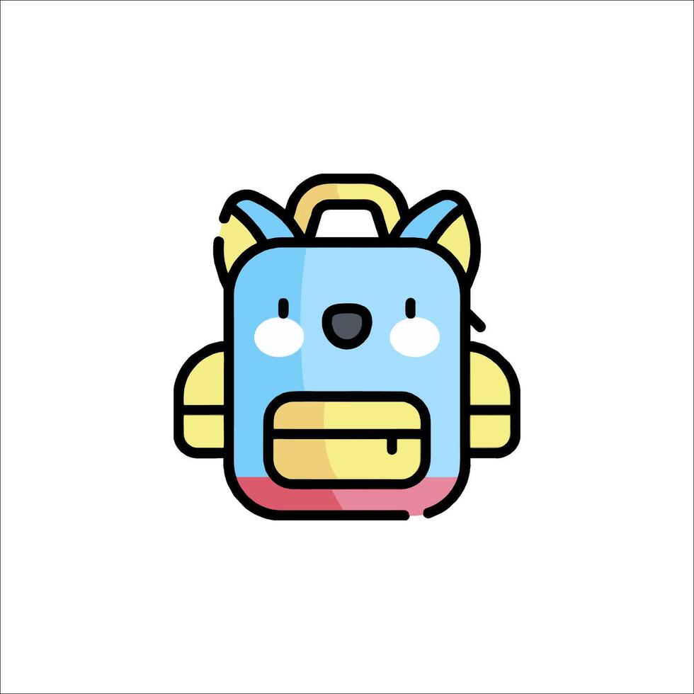 A cartoon backpack with a cute face vector