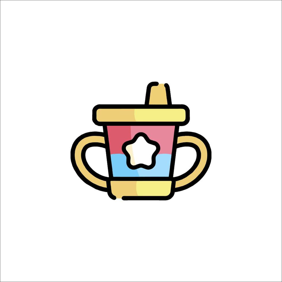 A cup with a star on it in a flat style vector