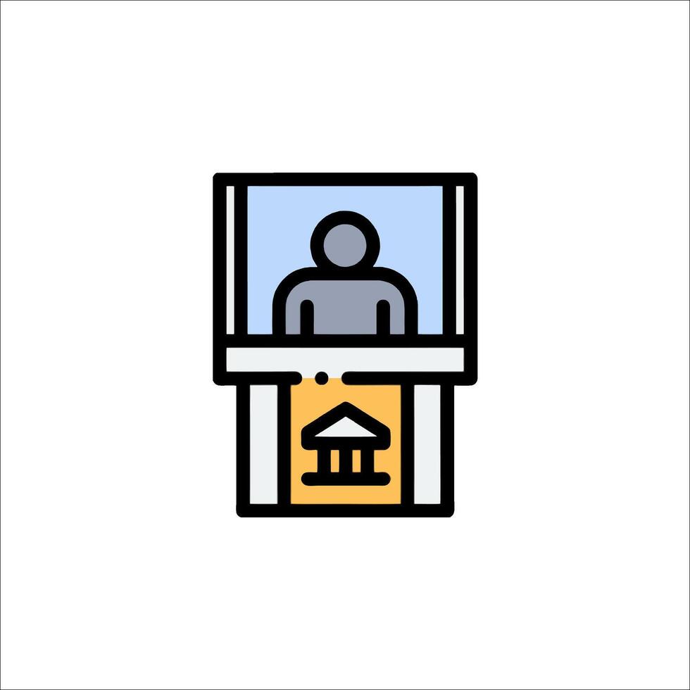 A man in a bank machine icon vector