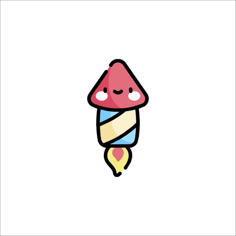 A cute little rocket with a smiley face on it vector