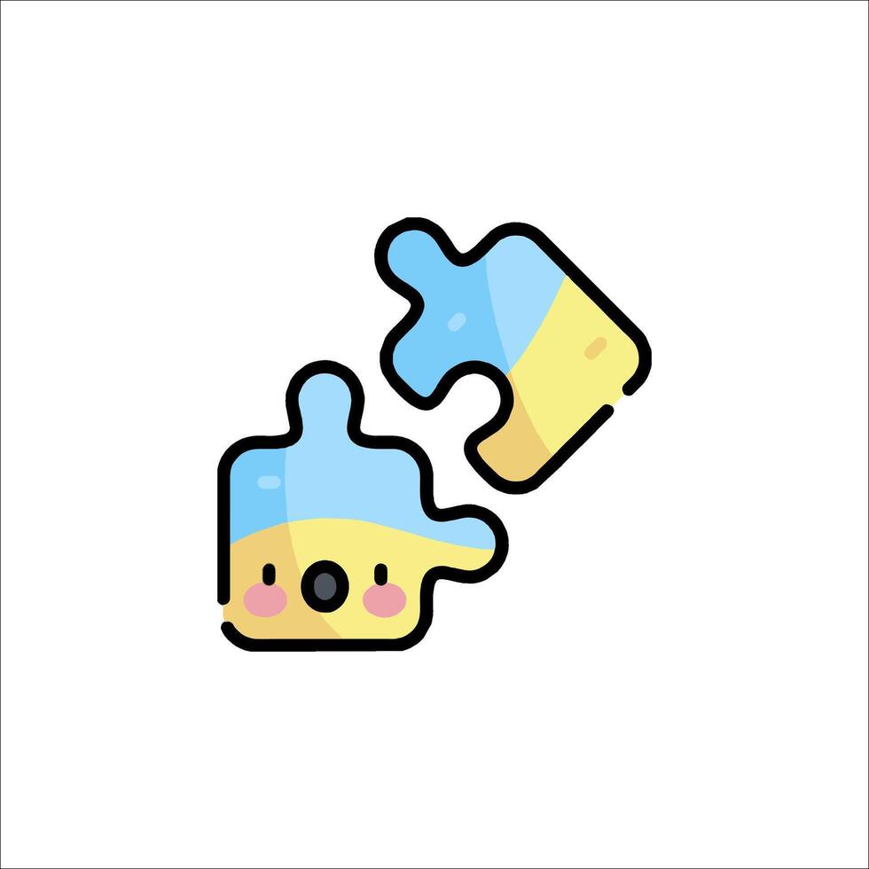 A puzzle piece with a blue and yellow face vector