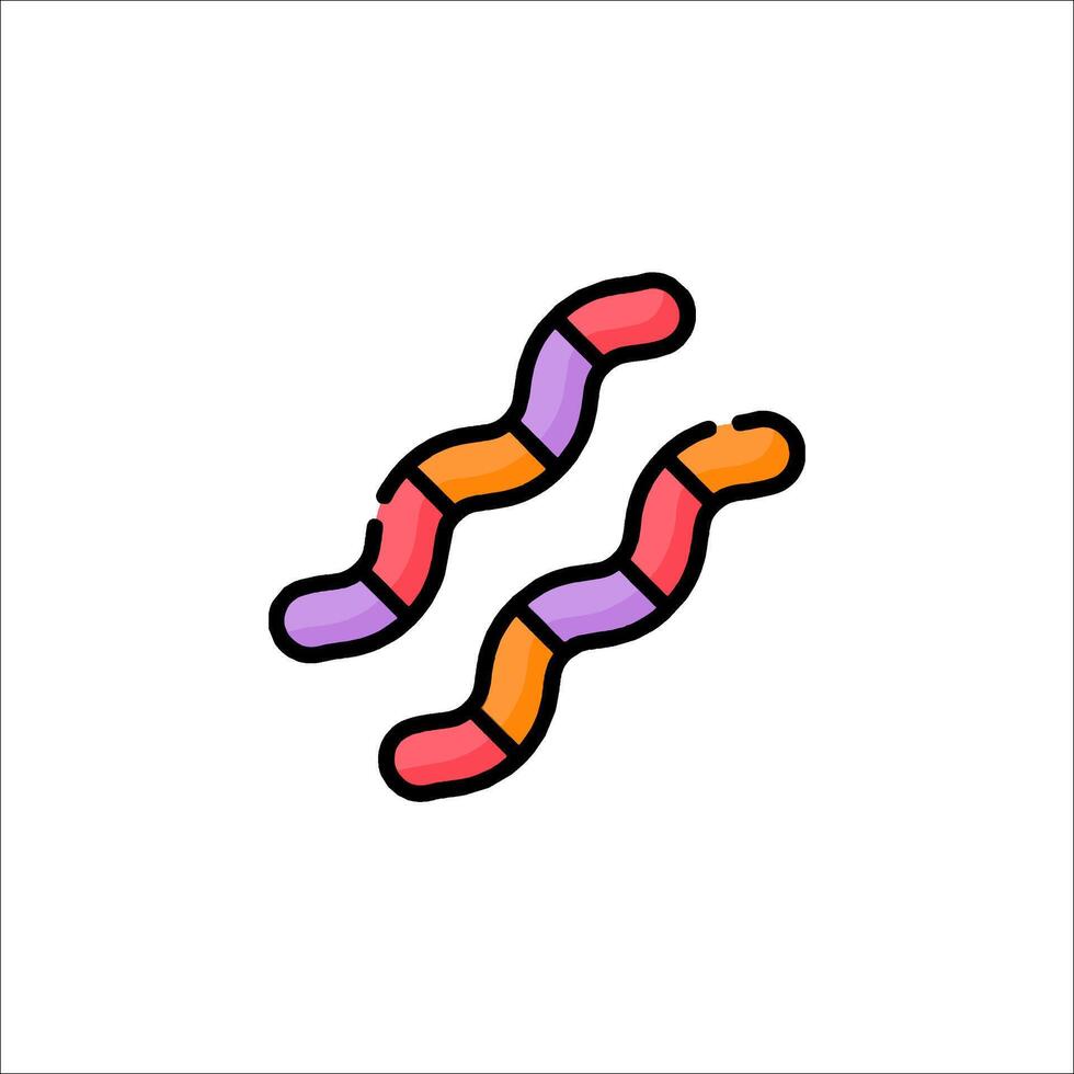 A line drawing of a pair of colorful worms vector
