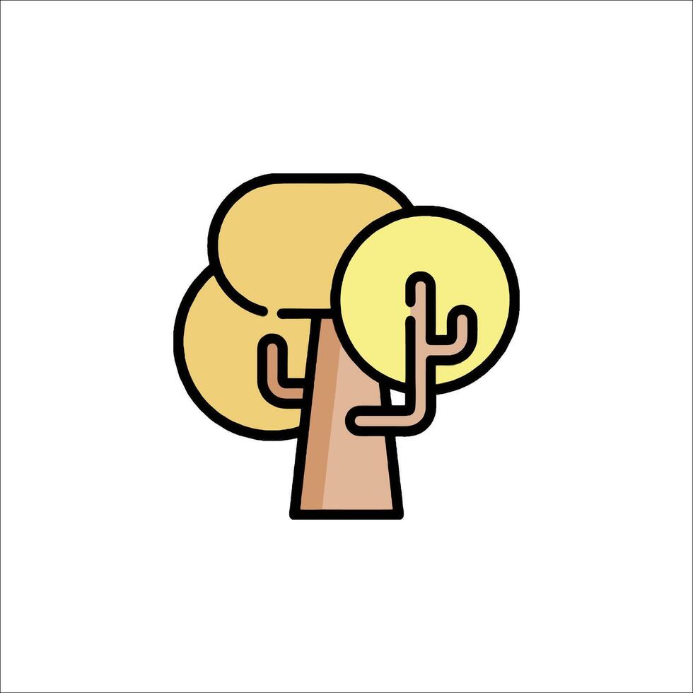 A tree icon with a yellow light on it vector
