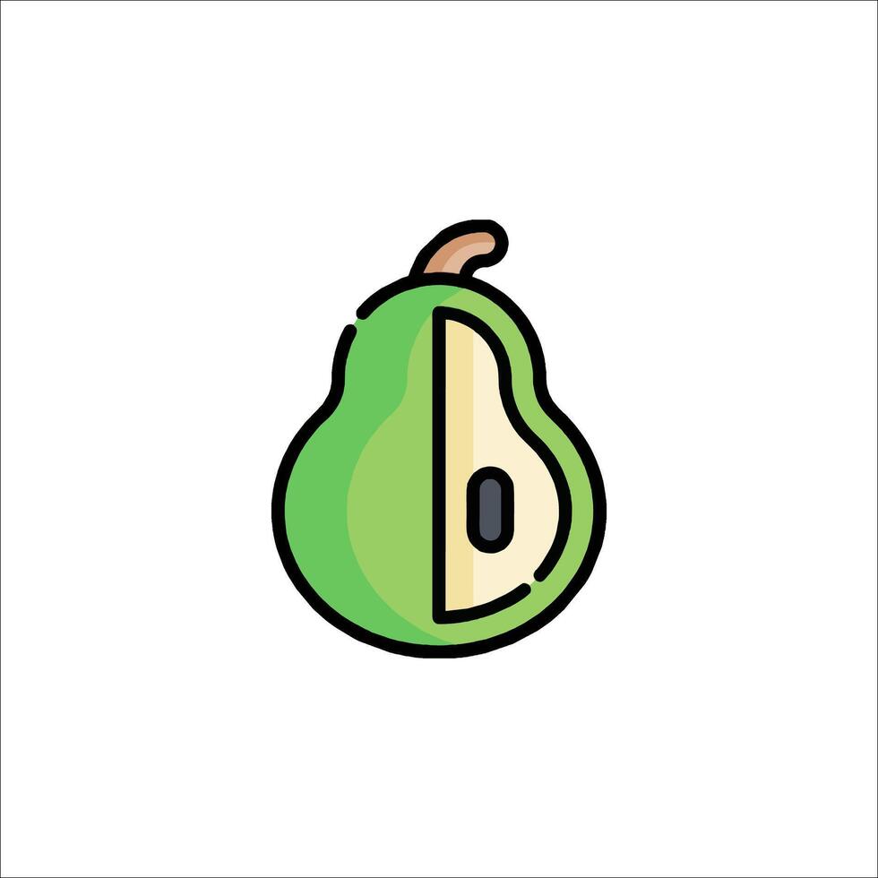 A pear with a slice taken out of it vector