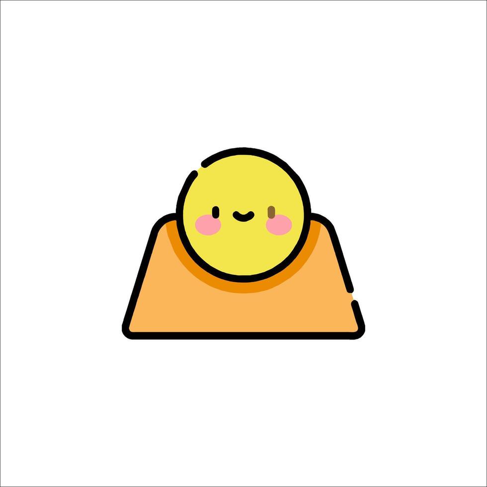 A yellow smiley face sitting on a piece of paper vector