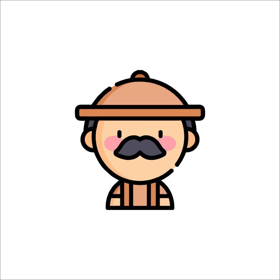 A man with a mustache and hat on his head vector