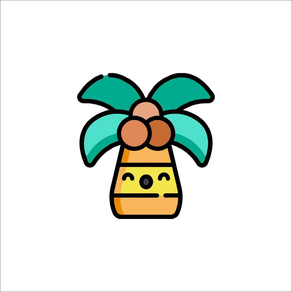A cartoon palm tree with a face on it vector
