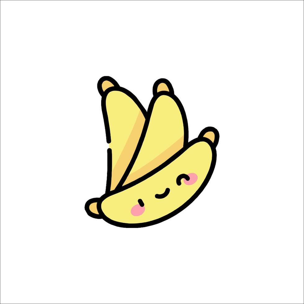 Banana kawaii sticker vector