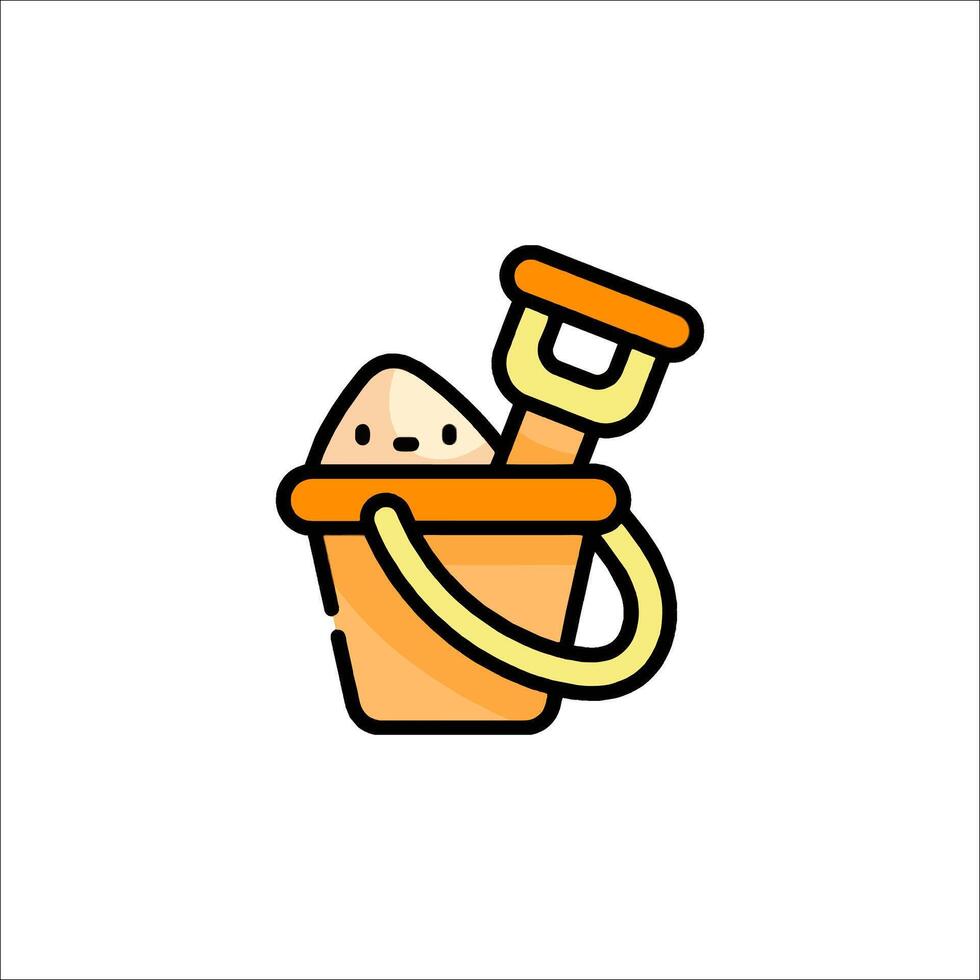 A cartoon sand bucket with a shovel vector