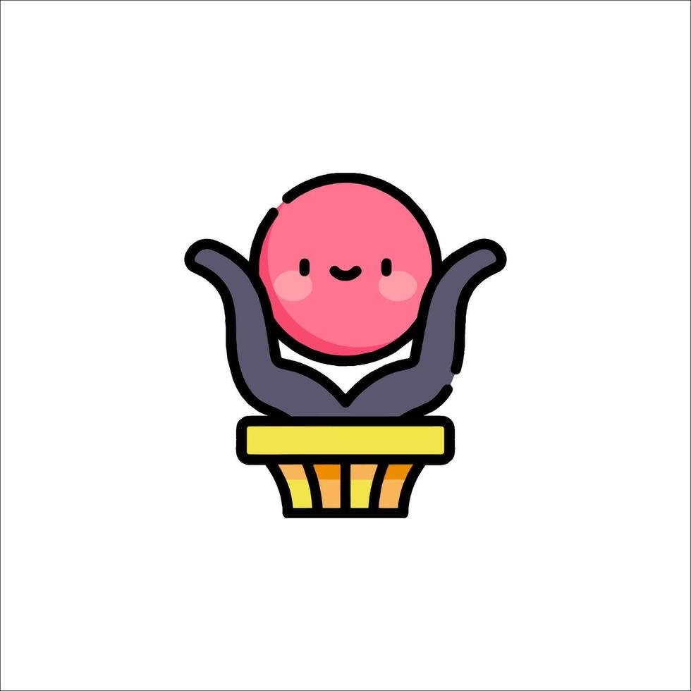 A pink ball in a basket with a smiley face vector