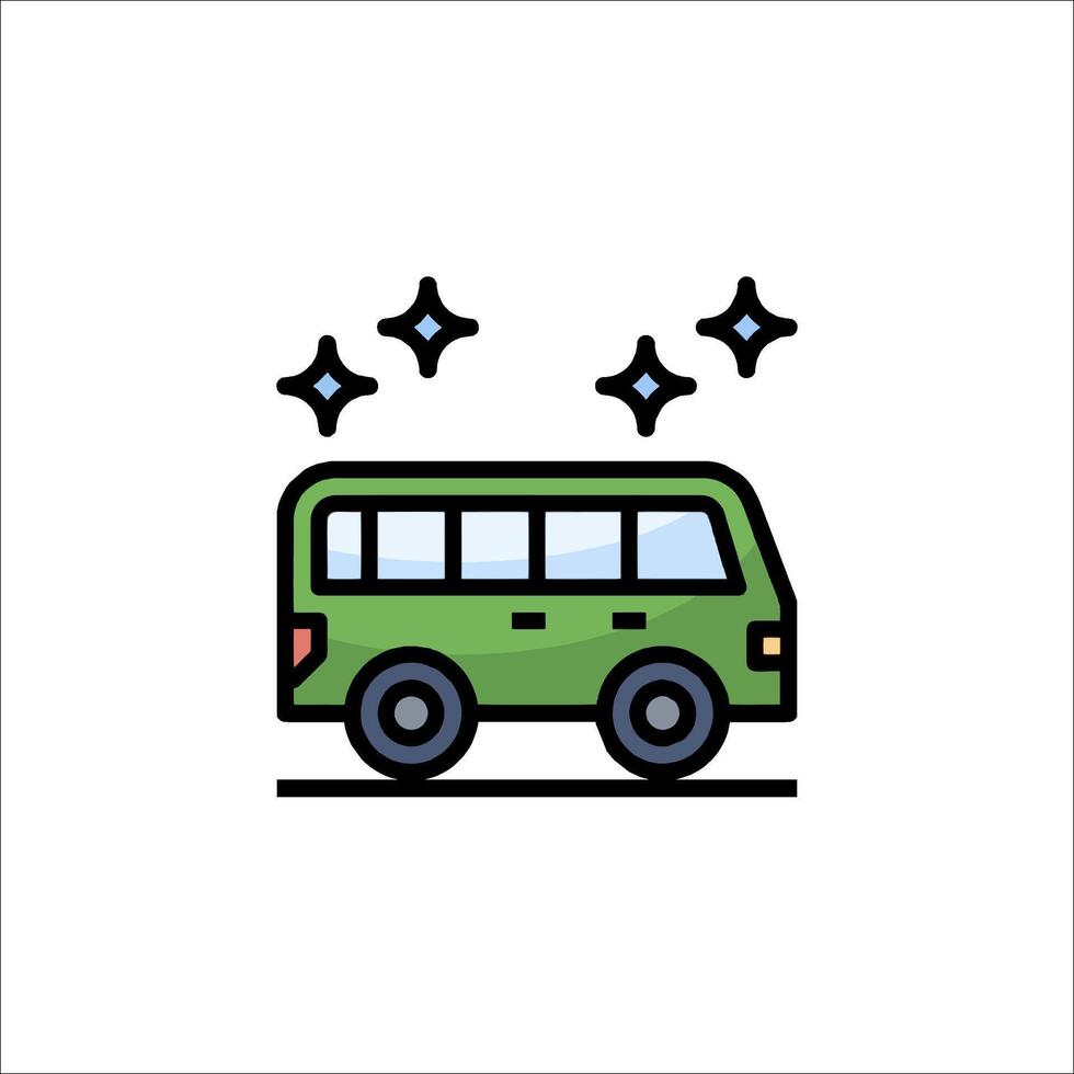 A green bus with stars on it vector