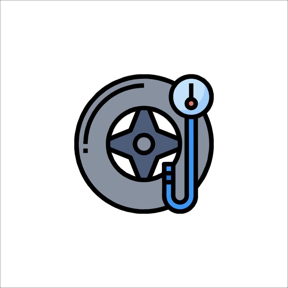 A car tire with a thermometer icon vector