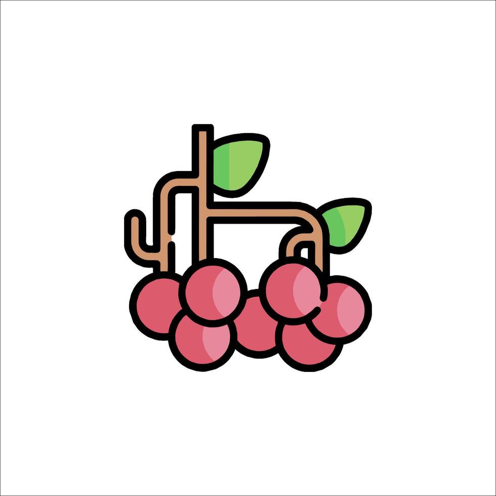 A cherry icon with leaves and fruit vector