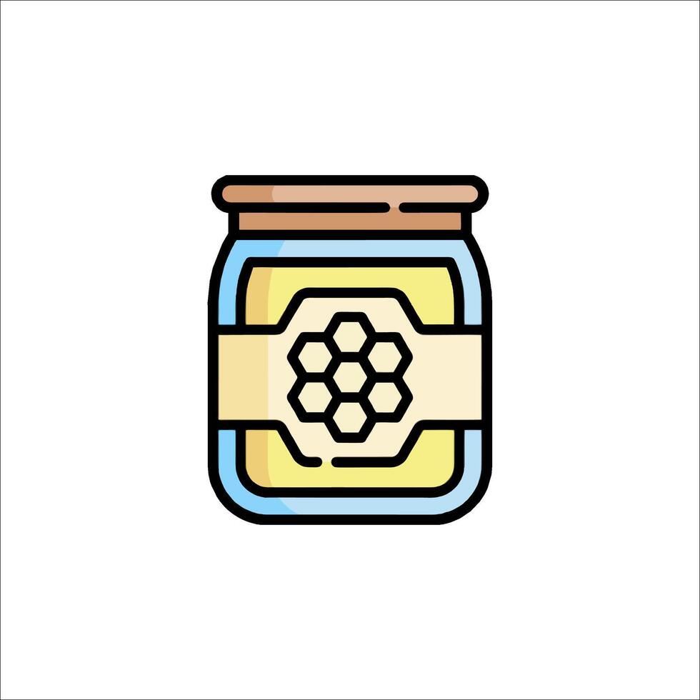 A jar of honey with a honeycomb on top vector