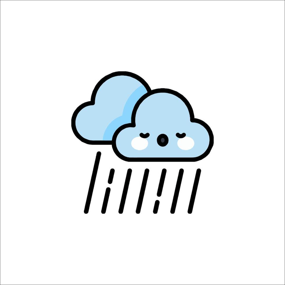 A cartoon cloud with rain drops on it vector