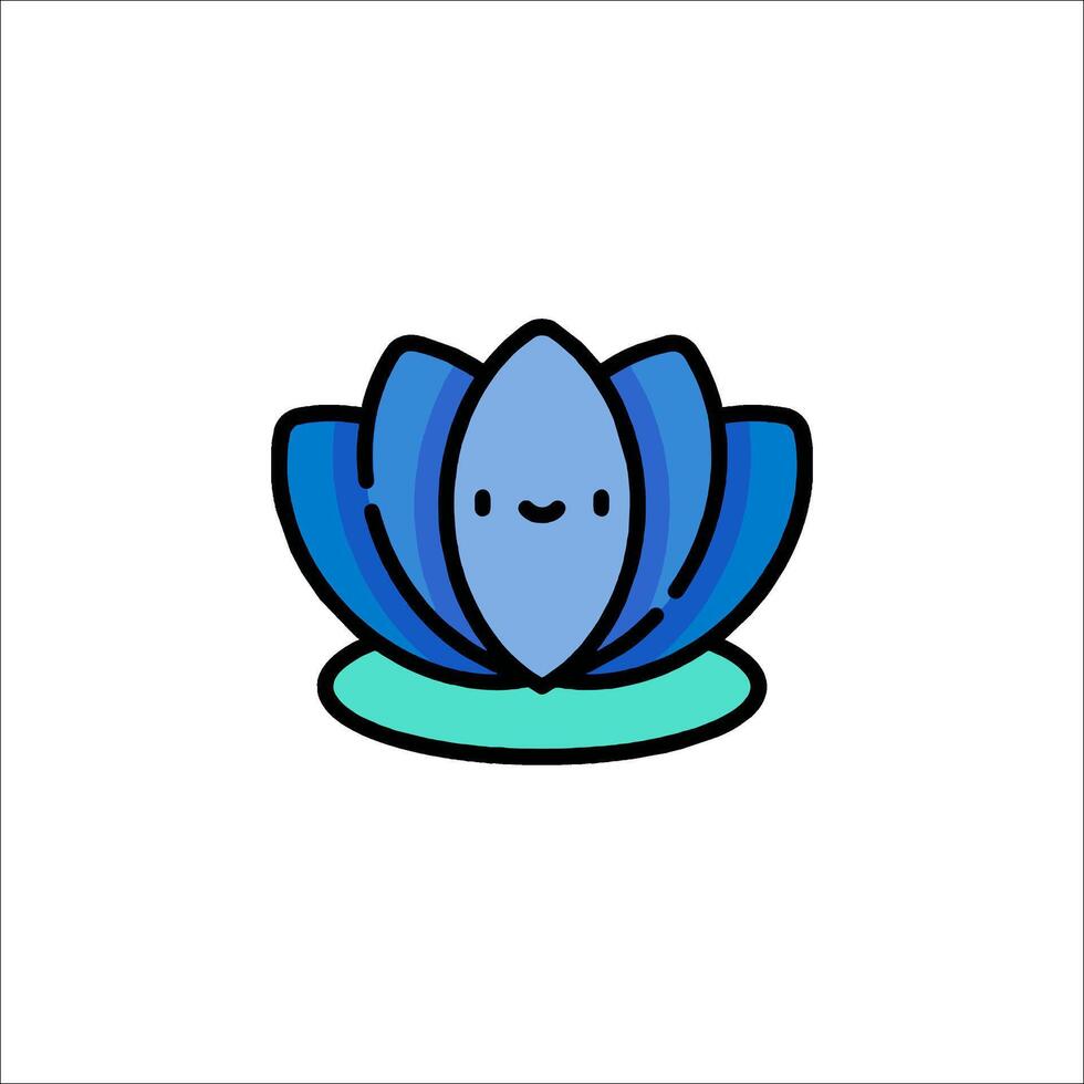 A blue lotus flower with a smiley face vector