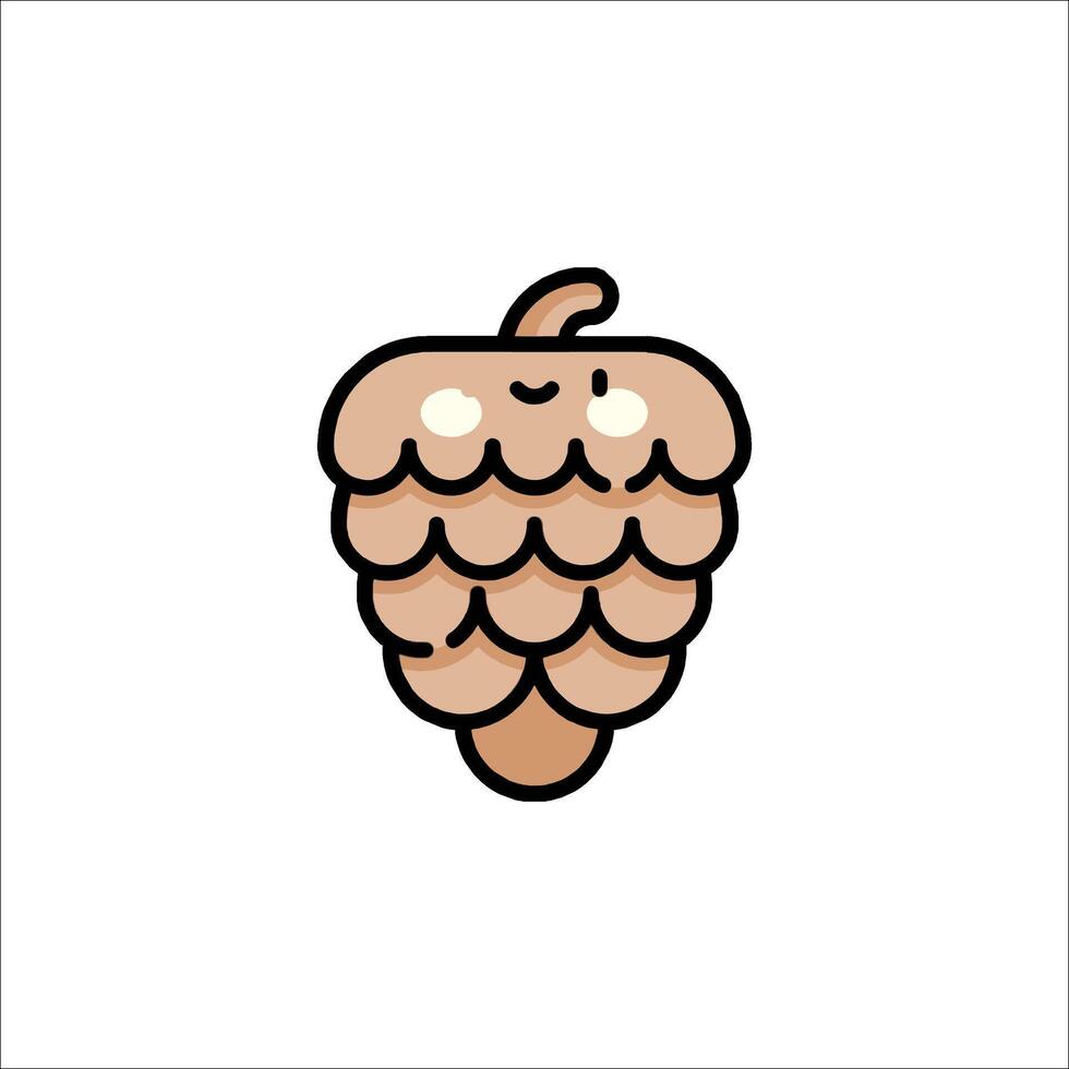 A cartoon pine cone with a smiley face vector