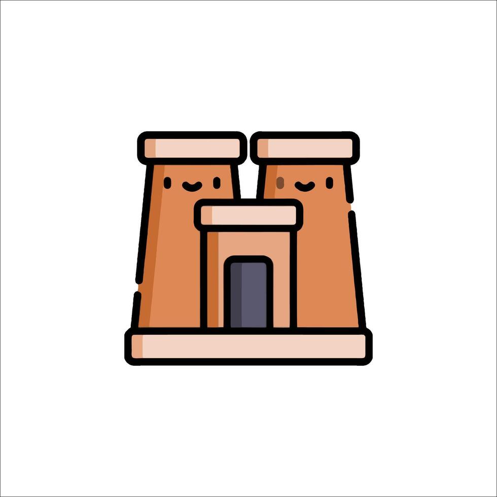 A cartoon brick tower with two faces vector
