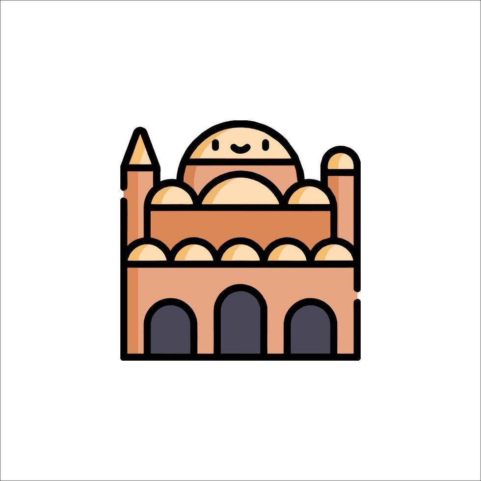 A cartoon building with a smiley face on it vector