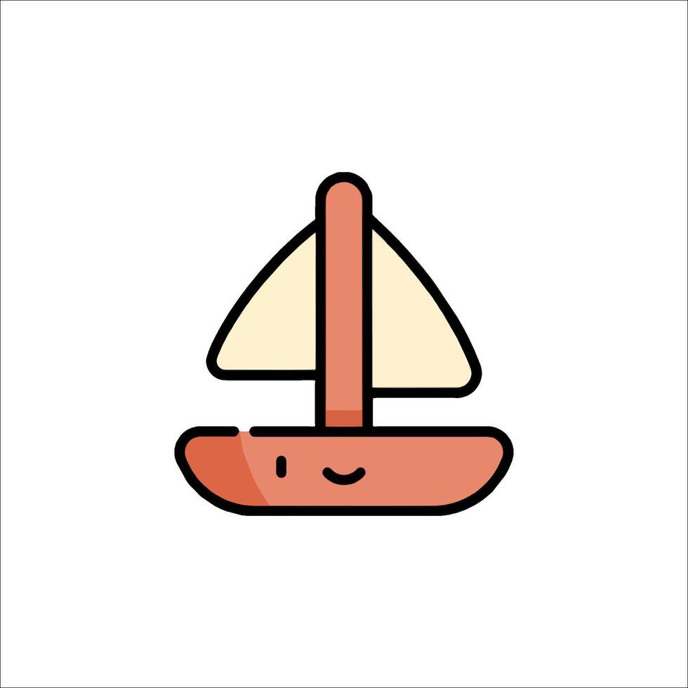 A cartoon sailboat with a smiley face vector