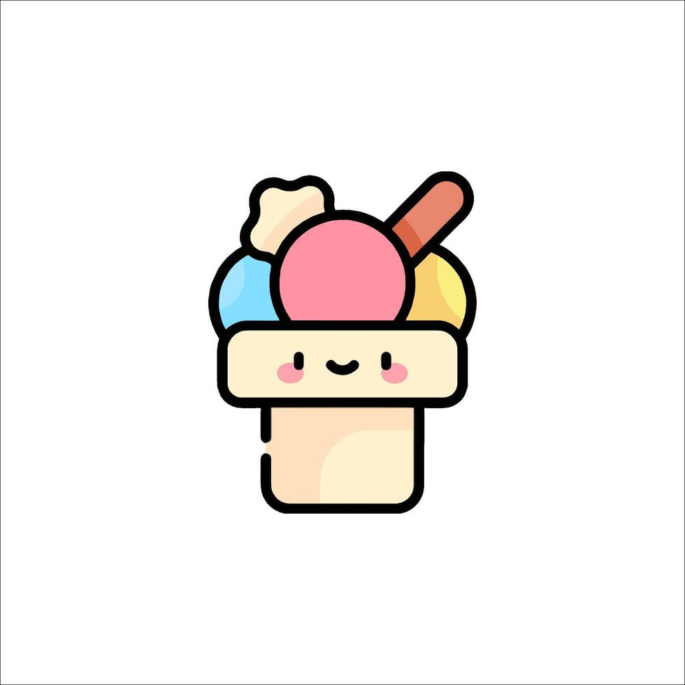A cute ice cream cone with a smiley face vector