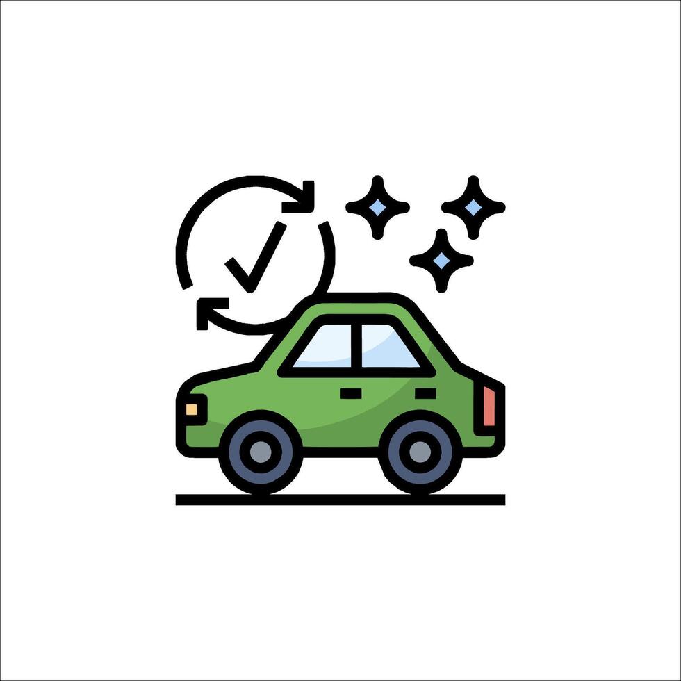 A car with a check mark on it and a star vector