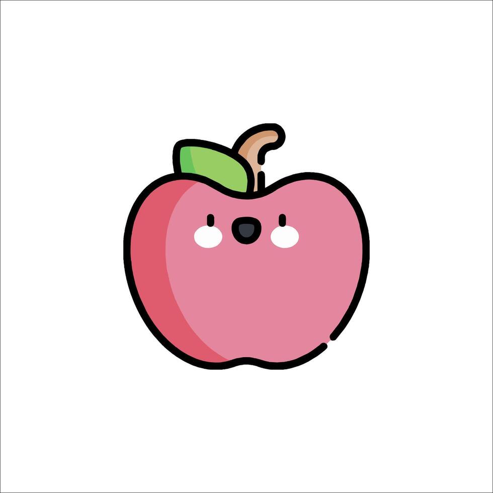 An apple with a cute face and a smile vector