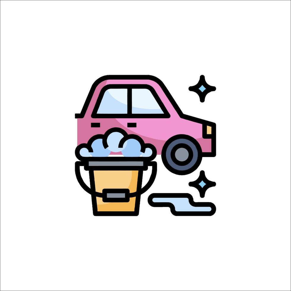 Car wash icon with bucket and sponge vector