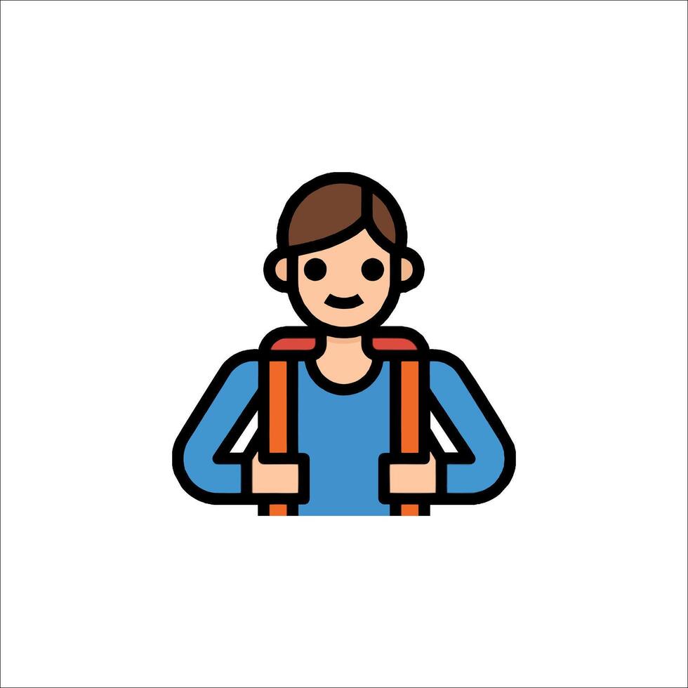 A man with a backpack icon vector