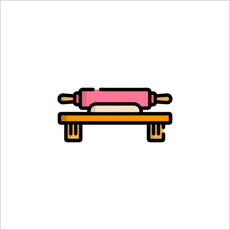 A pink rolling pin on a wooden table vector