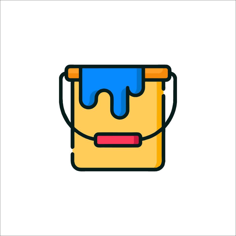 A paint bucket icon with blue paint vector