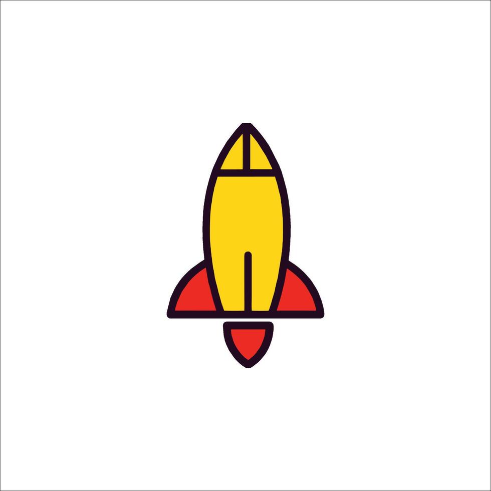 A yellow and red rocket ship icon on a white background vector