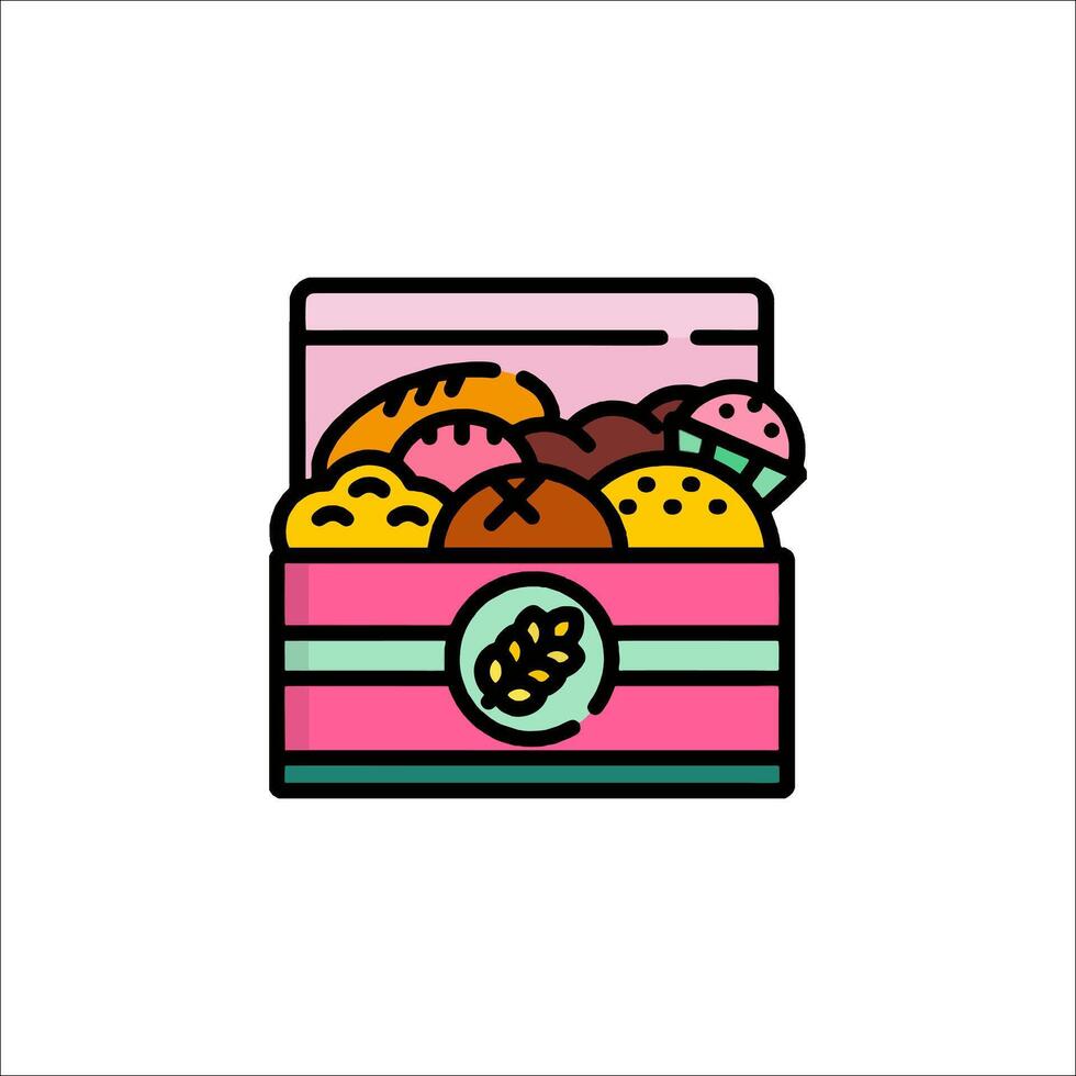 A box with bread and cookies in it vector