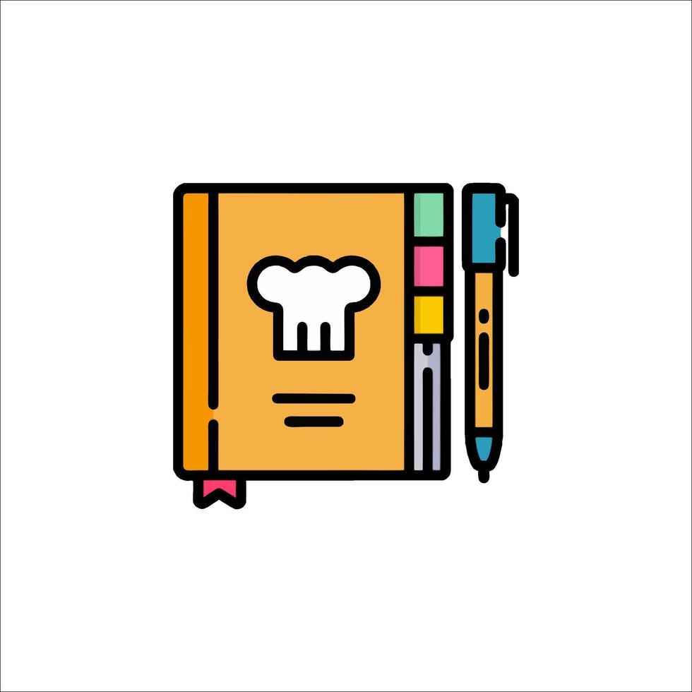 A chef's hat and a notebook are on a white background vector
