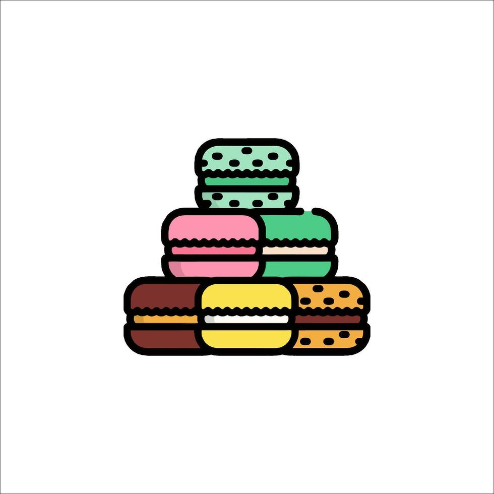 A stack of colorful macarons on a white background vector
