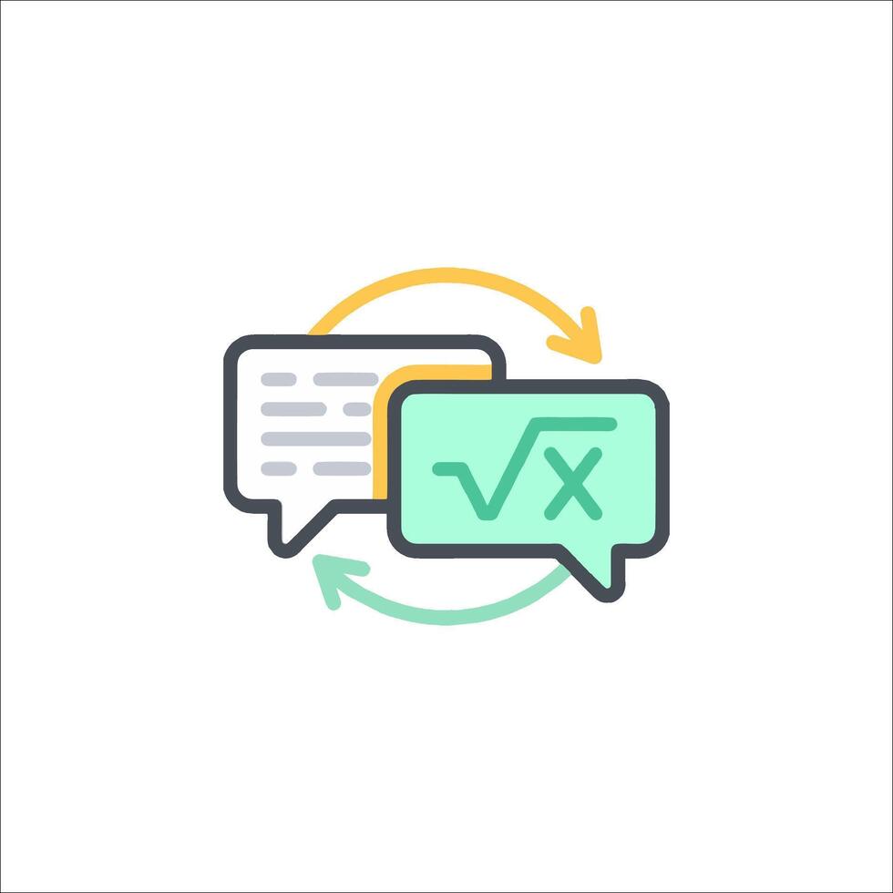 A speech bubble icon with a math equation vector