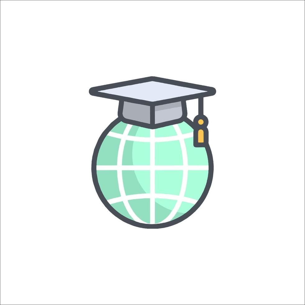 A globe with a graduation cap on it vector